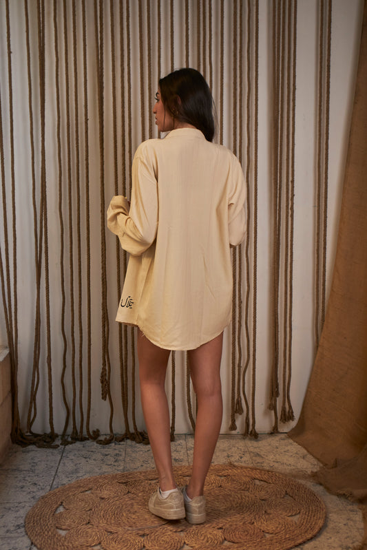 Beige Linen Shirt "تلال" Special Edition