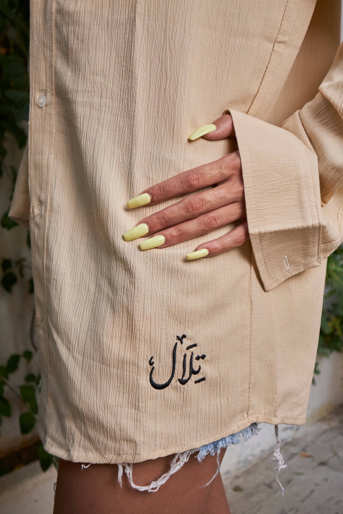 Beige Linen Shirt "تلال" Special Edition