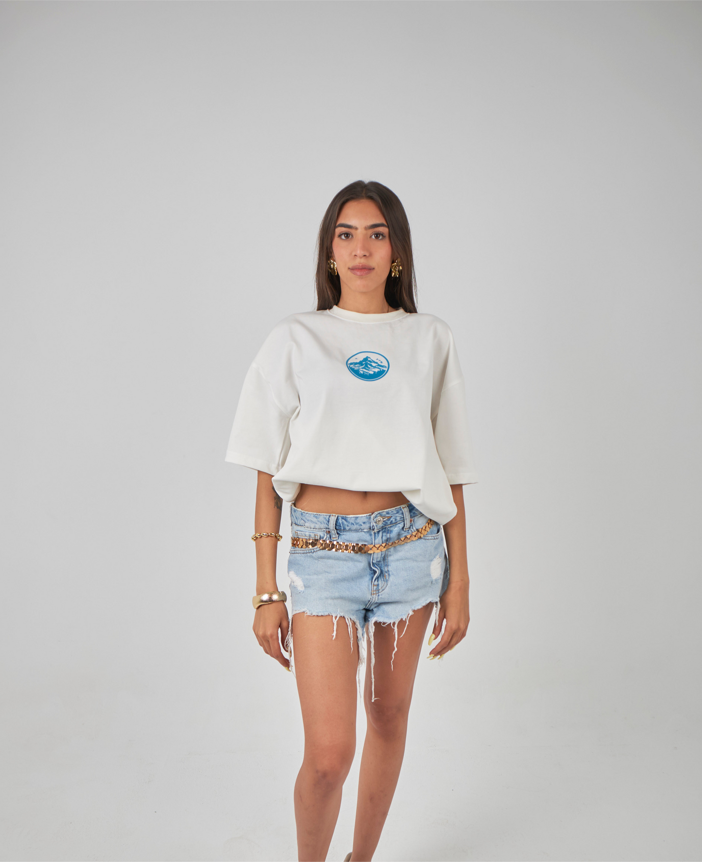 "WAVES FIRST" Off-white Oversized Tee